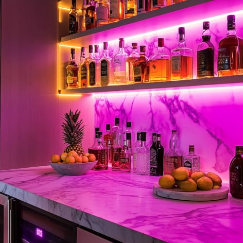 Image of LED Strip Lights 24V COB Pink 16.4ft (No Power Supply) | Super Bright, Dotless High Density 14W /m, 8mm Width Cuttable Flexible, Home DIY Commercial Decoration