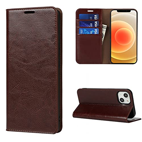 Copmob Funda Piel iPhone 13,Flip Billetera Funda de Cuero,[3 Ranuras][Función de Soporte],Carcasas Funda Libro Cover Case para iPhone 13 - Marrón Oscuro Cover