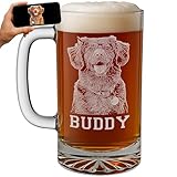Personalized Etched 16oz Beer Mug Glass – Customized Gifts for Men Him, Father's Day, Custom Engraved Picture, Unique Birthday Anniversary Wedding Gift Ideas, Husband Boyfriend Dad Brother Son, Photo
