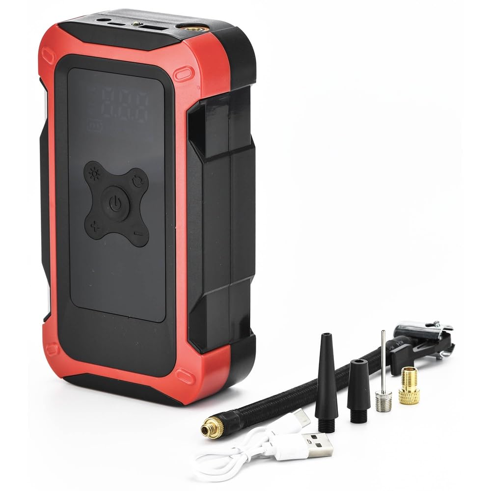 Compressore portatile ad aria 4800mAh per pneumatici auto moto bici palla ecc. COMPATIBILE CON BMW K 100 RS 16V. ABS gonfiaggio e sgonfiaggio 4 in 1 Ricaricabile Wireless TORCIA–POWER BANK