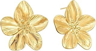 Flower Stud Earrings for Women, Stainless Steel Large Big Statement Earring, Trendy Jewelry for Women