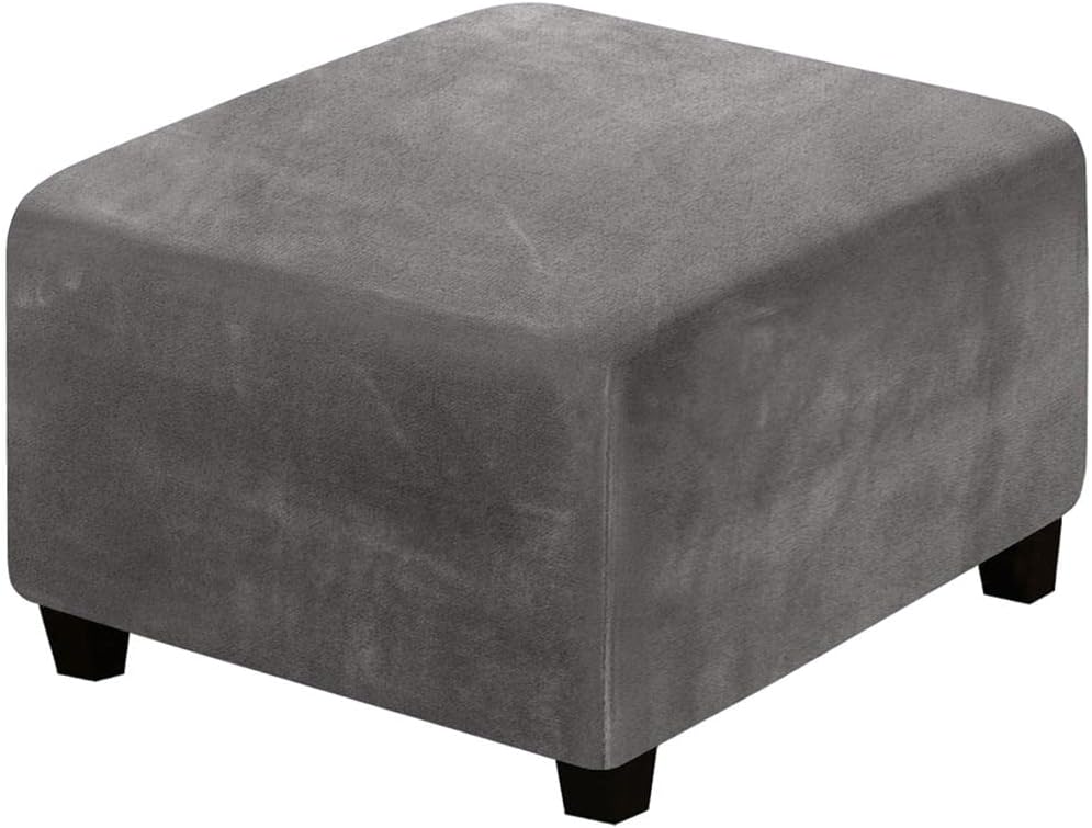 Square Slipcovers Stretch Elastic Pouffe Footstool Protect Single Seat Sofa Gray