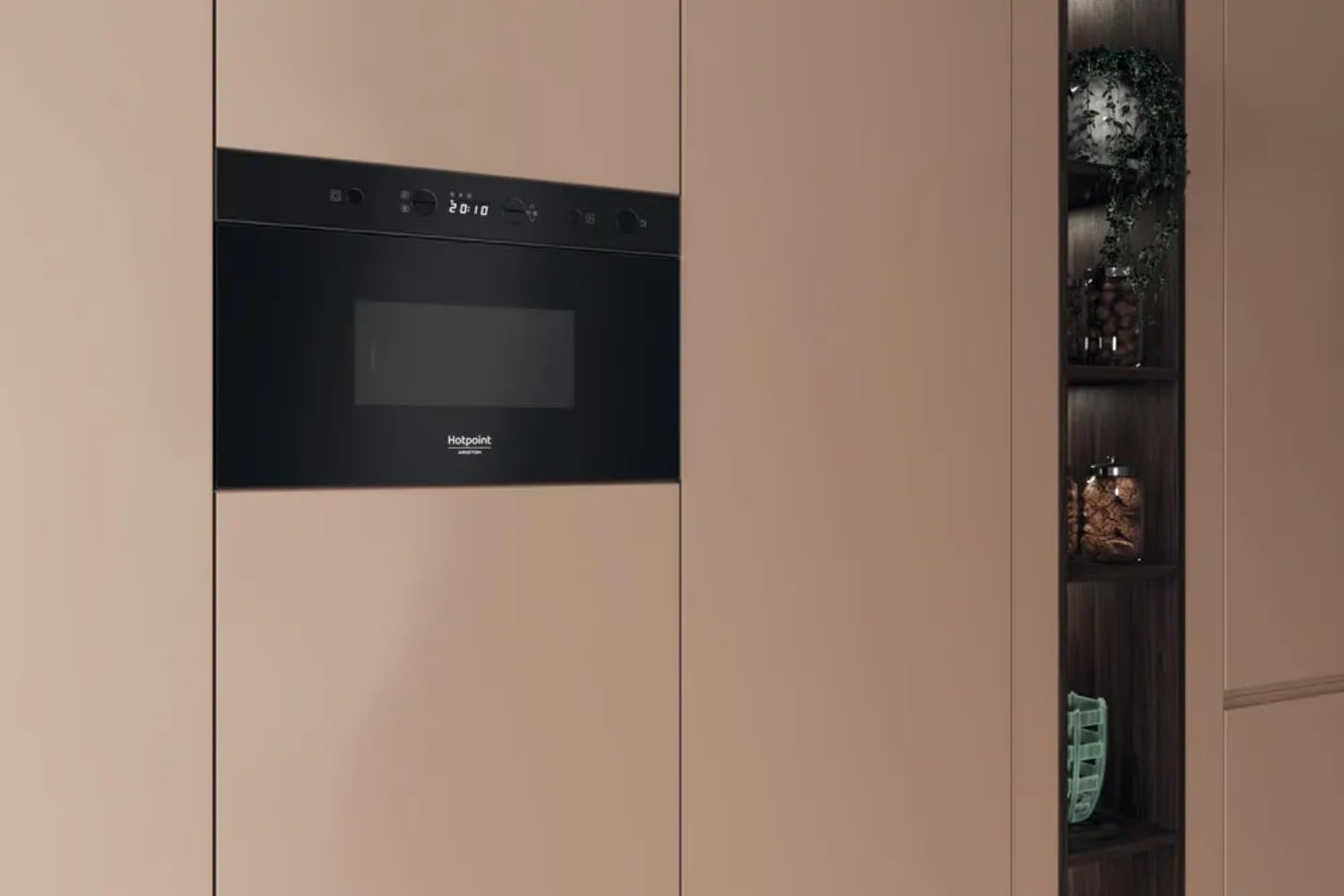 Hotpoint - HAMK11B Micro-ondes Encastrable 22L - Technologie Multiwave 3D, Gril Autonettoyant - Écran LCD Tactile et Sécurité Enfants - H 38,2 x L 59,5 x P 32 cm - Noir