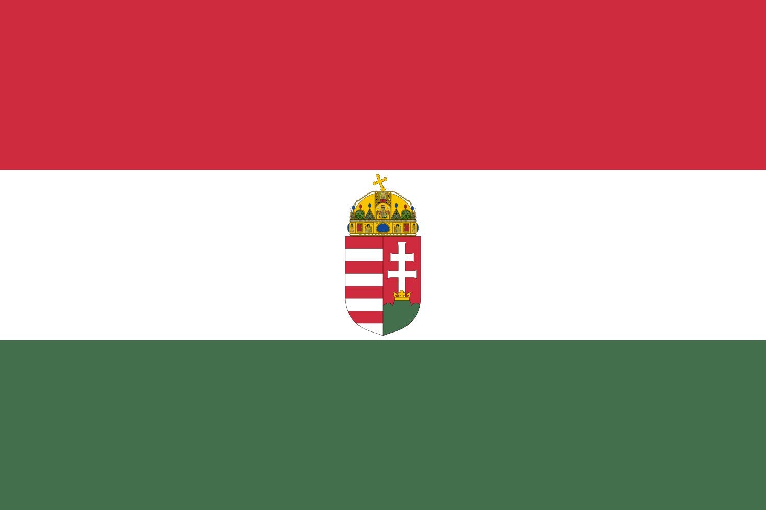Drapeau Hongrie avec armoiries XL anti-décoloration pour mât extérieur