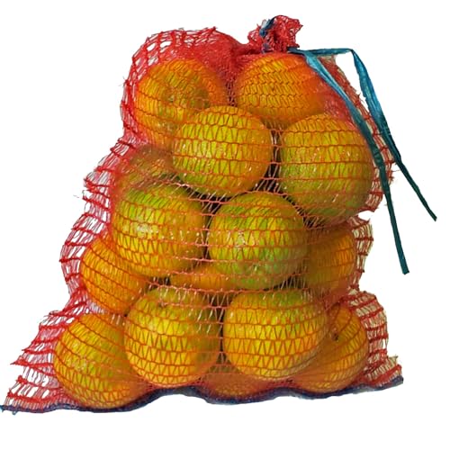 Vrysac - Bolsas de Malla para 5 Kg de Fruta o Frutos Secos-Sacos Malla Raschel para Naranjas, Cebollas, Patatas, Limones o Nueces-Cinta en boca-Color Rojo (32x44cm - 5 Kg, Paquete 100 uds.)