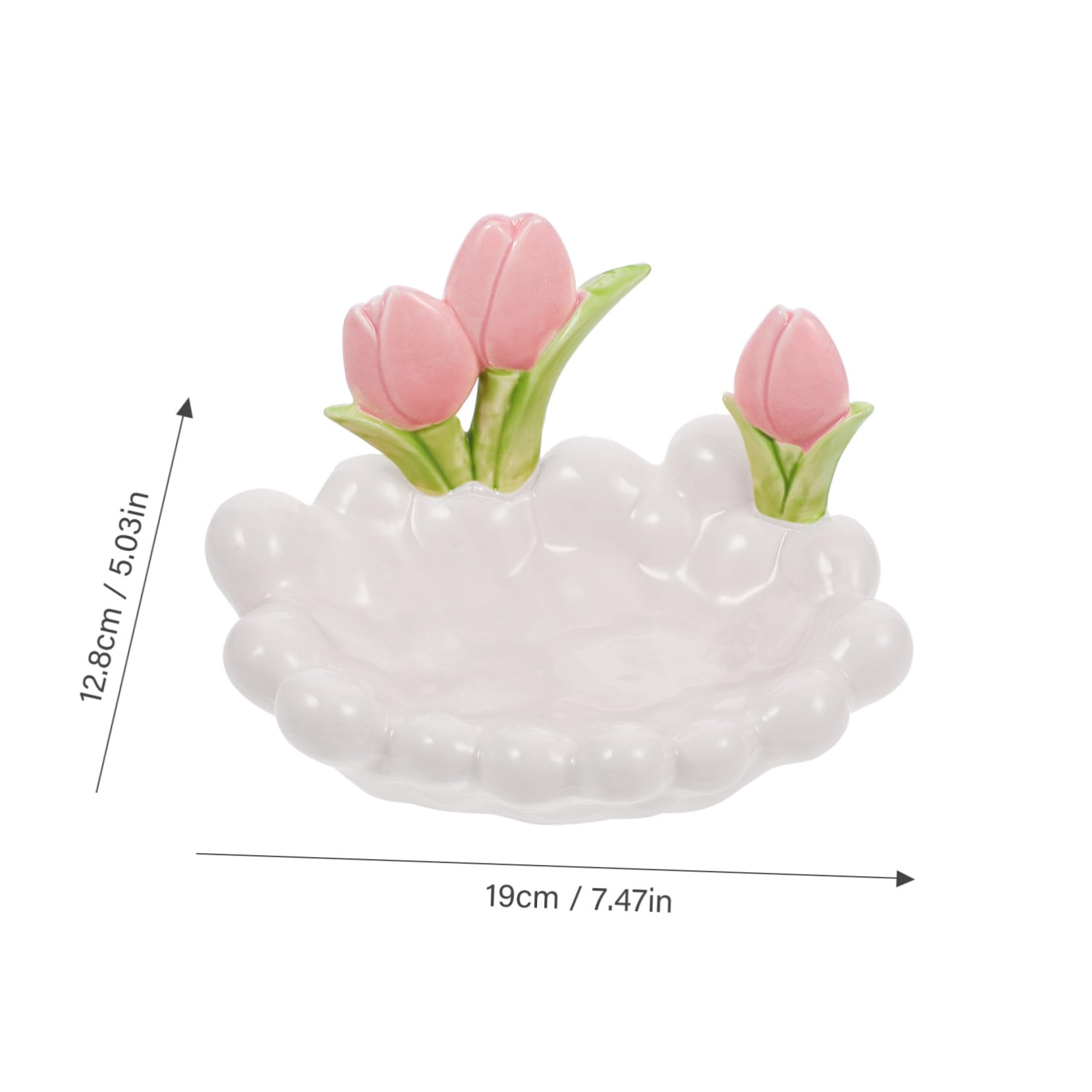 Amosfun Keramik Schmuckschale Tulpe Weiß für Schlüsselablage