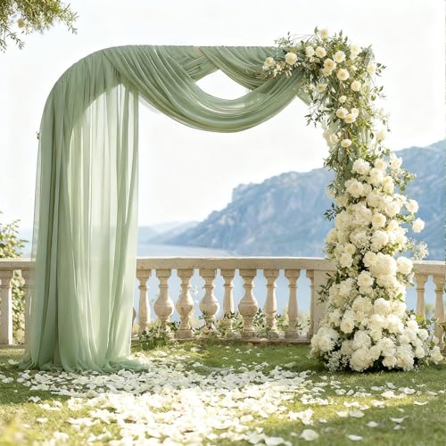 Tischläufer Salbeigrün Chiffon, 77 X 300 cm Weich und Bequem Tischläufer Eukalyptus Grün für Boho Hochzeit, Party, Taufe Dekor, Babyparty, Brautparty Küche Tisch Dekoration