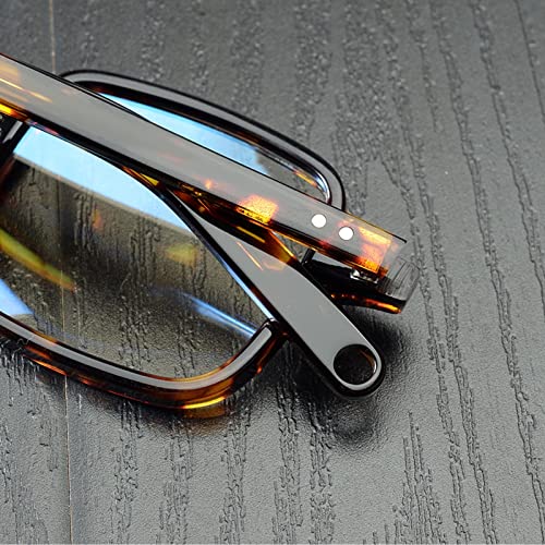 Modne retro nieregularne okulary do czytania, czytniki komputerowe blokujące niebieskie światło, kwadratowa + okrągła tytanowa ramka (kolor: przezroczysty, rozmiar: 2,5 x)
