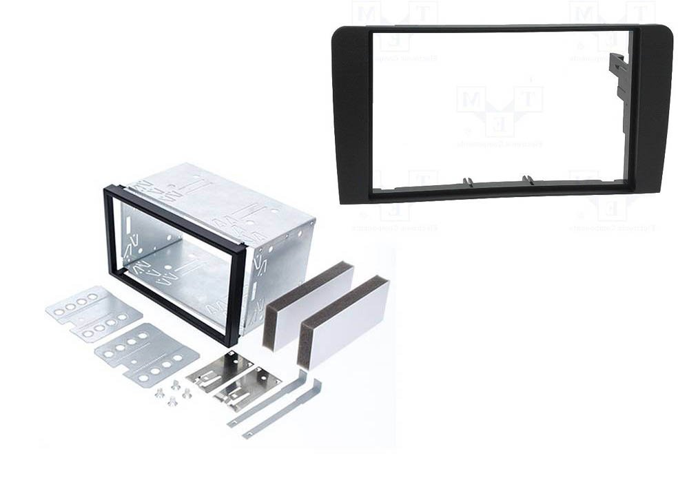 Audioproject A234 - Autoradio Einbau-Set Radioblende Doppel-DIN - kompatibel für Audi A3 8P 8PA 8E 2-DIN Bj. 2003-2012 Symphonie Chorus RNS-E + Metall Einbauschacht schwarz