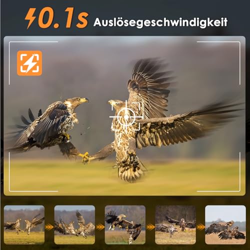 Wildkamera WLAN mit Handyübertragung App, 4K 64MPWildkamera Solar mit Akku 5200mAh Wildtierkamera mit Bewegungsmelder Nachtsicht 0,1s Auslösezeit Wildtierkamera Bluetooth Nachtsichtkamera, IP66