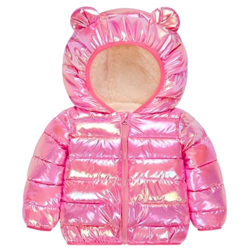 Kids4ever Manteau pour Fille Matelassé Veste Chaud Blouson Léger Mignon Vestes avec Oreilles D'ours 12-18 Mois