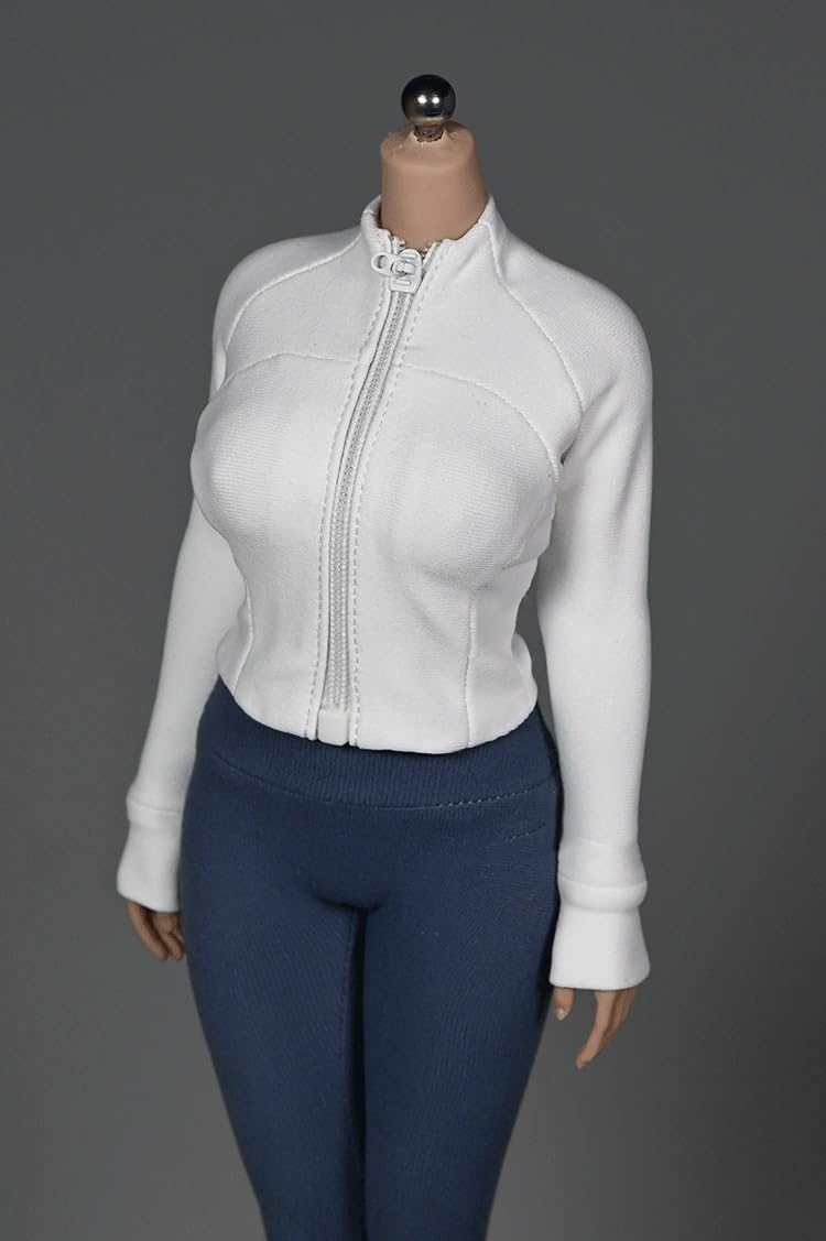 Manteau blanc élastique pour figurine femme 1/6 et poupée articulée 30 cm