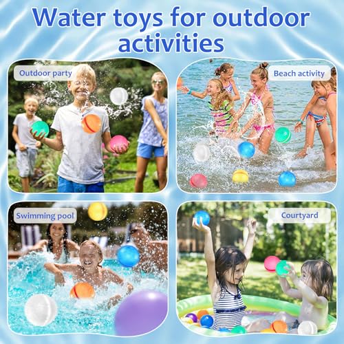 Wiederverwendbare Wasserbomben, 8 Stück Wasserbomben Selbstschließend mit Netzbeutel, Silikon Wasser-bomben Selbstschließend Wiederverwendba für Wasserspielzeug Pool Spielzeug Strandspielzeug