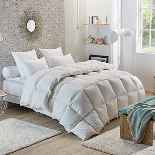 DODO - Couette Chaude Naturelle 220x240 cm - pour Lit 2 Personnes - Anti-Acariens - Tissu 100% Coton Percale Satinée - Garnissage 50% Duvet de Canard, 50%...