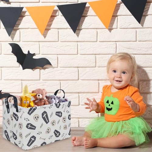 Image of Halloween goth thriller basket,Empty Halloween basket,Gothic home decor,Trick or Treat Basket for Boys and Girls,Waterproof collapsible storage box(Gothic)