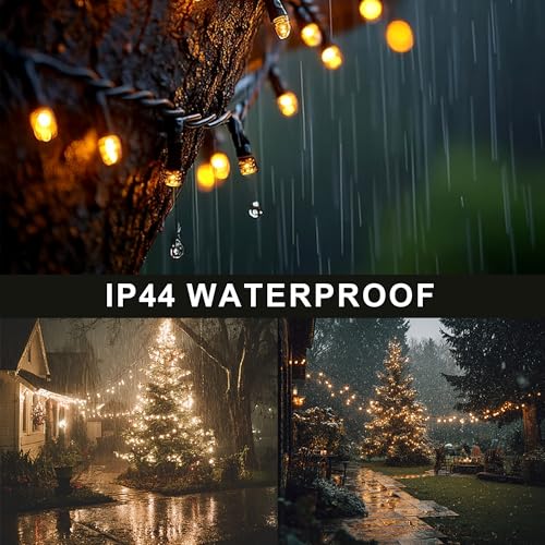 Image of Dazzle Bright Christmas String Lights, 600 LED 196 FT Waterproof Green Wire String Lights with 8 Lighting Modes Timer, Christmas Decorations Outdoor for Party Yard Garden Xmas Tree Decor, Warm White