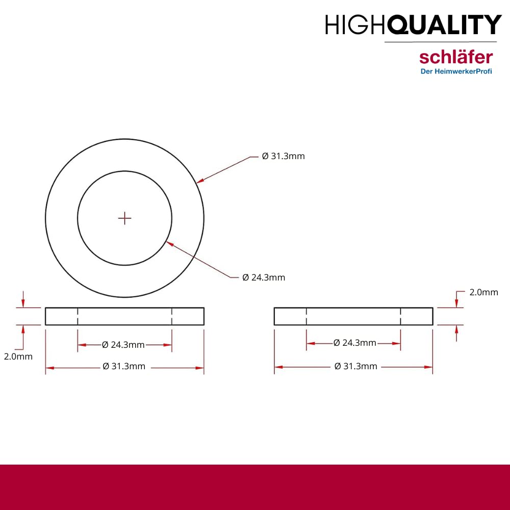 Schläfer 1825 Universal Set 1 Inch (24 x 30 x 2.5 mm), Syphonel Kitchen Hydraulic Seals, Flat Rubber Flat Seal - Image 3