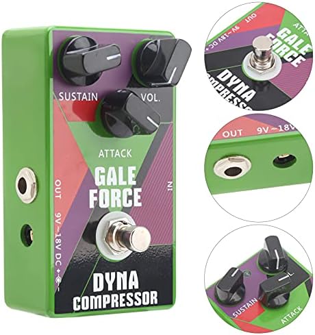 Compressor Guitar Pedal, Compression Effect Compressor Pedal True Bypass Single Block Unit with DC 9V Battery Cable for Electric Guitar for Bass True Bypass