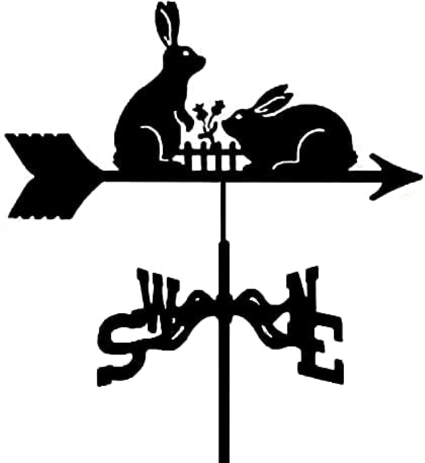 Weather Vane Rabbit Weathervane for Roof -Wind Direction Indicator Retro Garden Shape Metal Weathervane, Retro Garden Shape Metal Weathervane,3POUR3