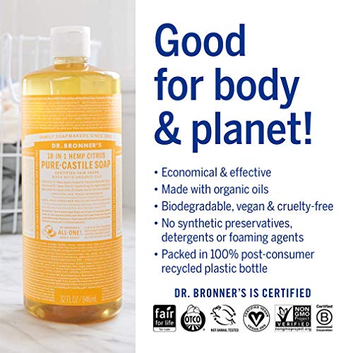 Dr. Bronner's - Pure-Castile Liquid Soap (32 Oz Variety Pack) Almond, Citrus, & Tea Tree - Made With Organic Oils, 18-In-1 Uses: Face, Body, Hair, Laundry, Pets And Dishes | 3 Count #TOP3