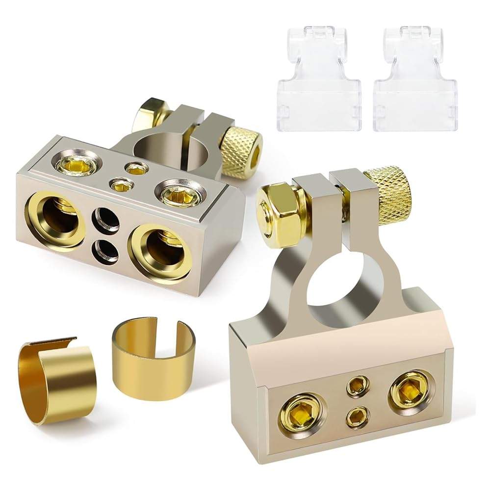 Osmond Battery Terminals, 0/4/8/10 Gauge Battery Terminal Connectors with Shims and Protective Covers, Car Battery Cable Ends