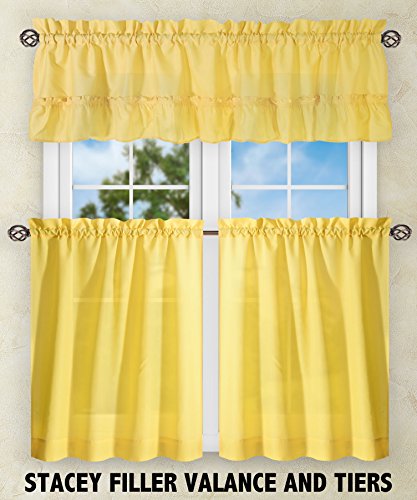 Ellis Curtain Stacey 54-By-13 Inch Ruffled Filler Valance (Yellow) #TOP2