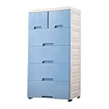 Eapmic Plastic Drawers,Storage Cabinet with 6 Drawers,Closet Drawers Tall Standing Dresser Bedside Furniture & Night Stand End Table Dresser for Office,Playroom,Bedroom Furniture (Blue)