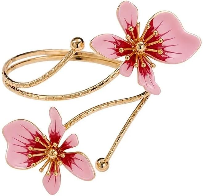 COLORFUL BLING Adjustable Gold Flower Floral Arm Cuff Bracelet Bangle Armband Upper for Women Statement Arm Jewelry Gift