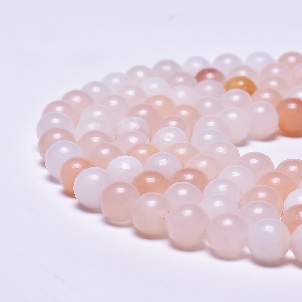 Asingeloo Natural Stone Beads,60PCS 6mm Round Pink Aventurine Gemstone Beads for Jewelry Making, Energy Stone Healing Power Loose Beads for Bracelets Necklace Making