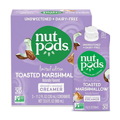 nutpods Toasted Marshmallow, (3-Pack), Unsweetened Dairy-Free Liquid Creamer, Made from Almonds and Coconuts, Whole30, Gluten Free, Non-GMO, Vegan, Kosher