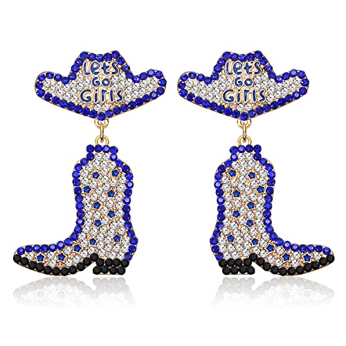 Western Earrings Sparkly Rhinestone Cowgirl Boot Hat Dangle Earrings Country Concert Beaded Dangling Earrings Cowboy Bride Nashville Earrings Jewelry Bachelorette Party Outfits Gifts for Women