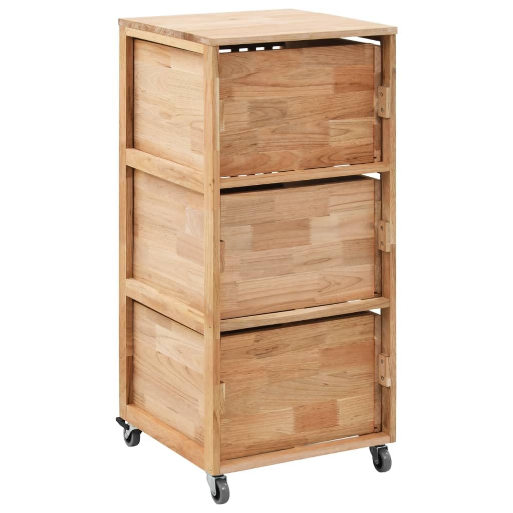 Armario de Baño de Madera con 3 Cestas, Mueble de Almacenamiento con Ruedas para Toallas y Productos de Higiene, Diseño de Celosía para Ventilación, Fácil