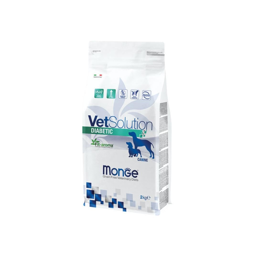 Monge Vetsolution Diabetic Cane All Breeds 2kg, alimento completo per cani di tutte le taglie con diabete,2kg.