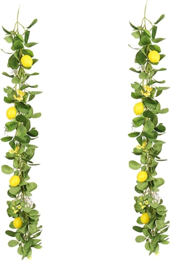 ABOOFAN 2pcs Lemon Cane Yellow Lemon Wreath Plants Decor