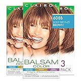 Clairol Balsam Permanent Hair Dye, 608B Light Bronze Brown Hair Color, Pack of 3