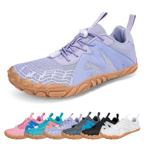 AONEGOLD Scarpe a Piedi Nudi da Uomo Donna Antiscivolo Scarpe de Trail Running Unisex Barefoot Minimaliste Leggere Scarpe da Camminare(Viola,38EU)