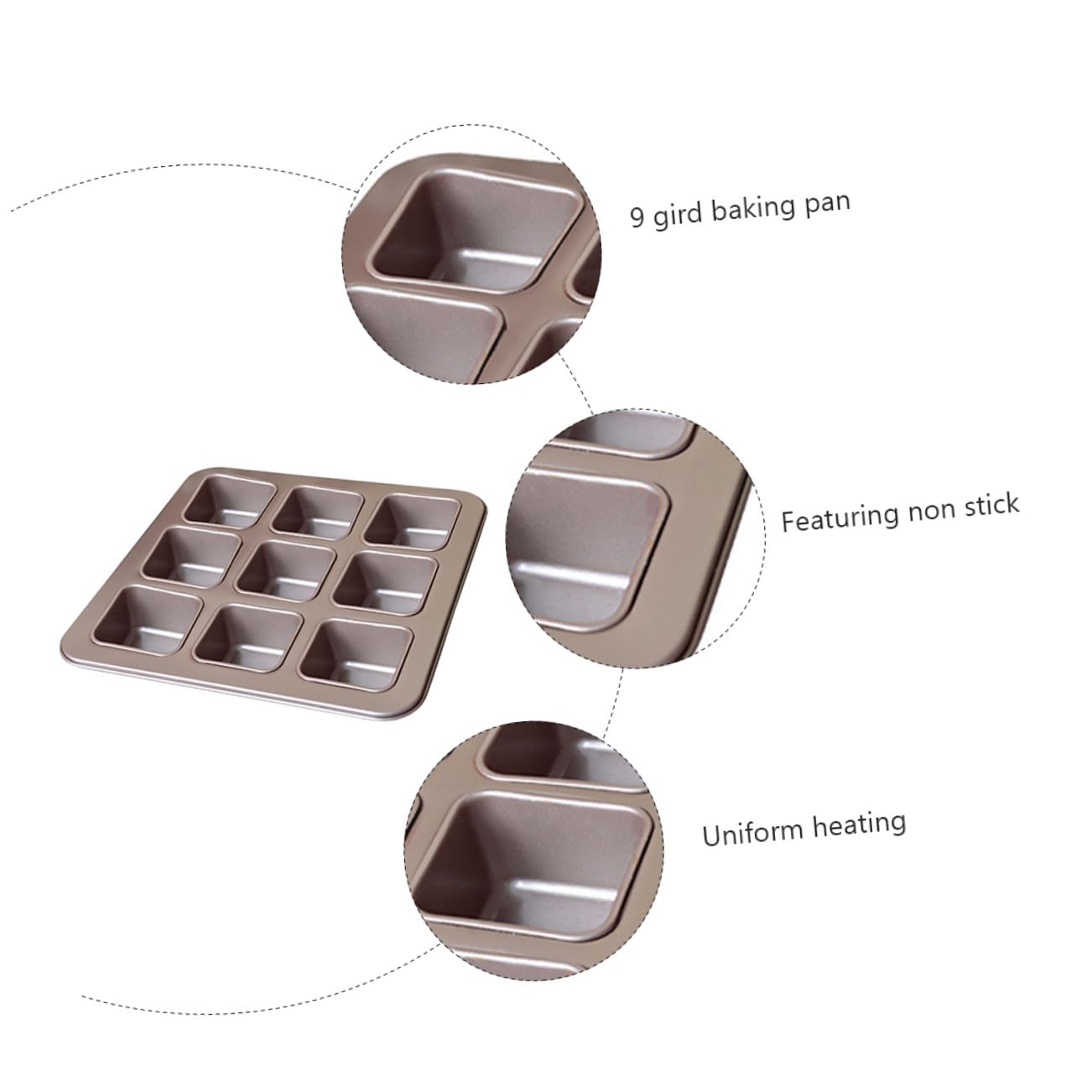 Cabilock Moule à Gâteau Carré Antiadhésif 9 Compartiments Acier Au Carbone Revêtement Uniforme La Cuisine Maison Cuisson Pâtisserie