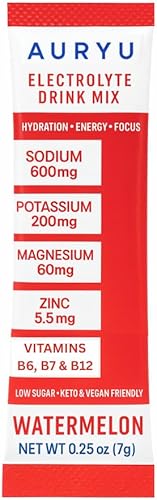 Miniatura 5 de Mezcla de bebida electrolítica sandía  Polvo de hidratación con 600 mg de sodio, potasio, magnesio, zinc y vitaminas B  30 barras