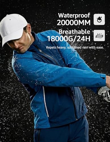 Image of fit space Waterproof Golf Rain Jacket for Men 20K Performance Lightweight Rain Jackets for All Sports