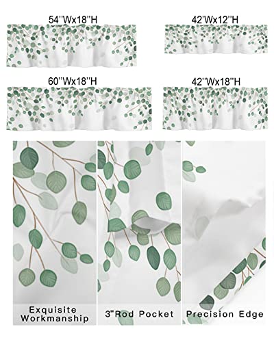 Yun Nist Valance Curtain For Windows Spring Green Plants,Privacy Panel Rod Pocket Window Treatment Simple Eucalyptus Leaves,Short Valances For Bathroom Kitchen Bedroom 54X18In #TOP1