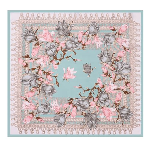 Fashion Hair Scarf for Women Soft Silk Feeling Head Scarves Head Wrap Square Bandanas 27.5× 27.5 inches （P14 Magnolia）