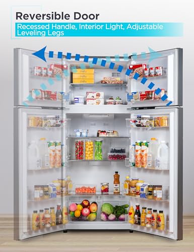 Image of BLACK+DECKER 14.6 Cu. Ft. Top Mount Refrigerator with Freezer, 2 Door Refrigerator with Top Freezer and Adjustable Temperature Control, ENERGY STAR, BR1460HS, Stainless Steel Look