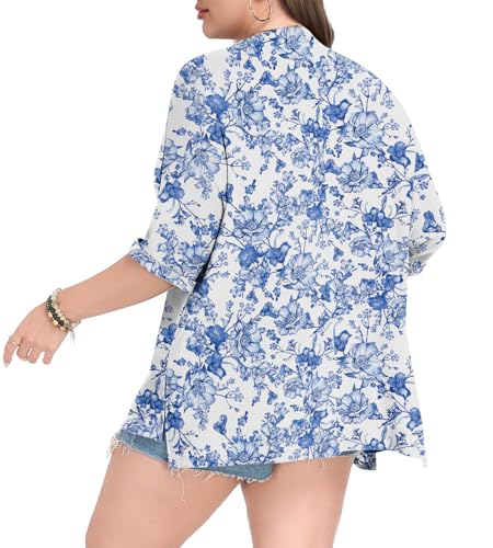 Image of Lastshe Womens Plus Size Cardigan Short Sleeve Lightweight Loose Cover Ups Open Front Sweaters Summer Cardigan