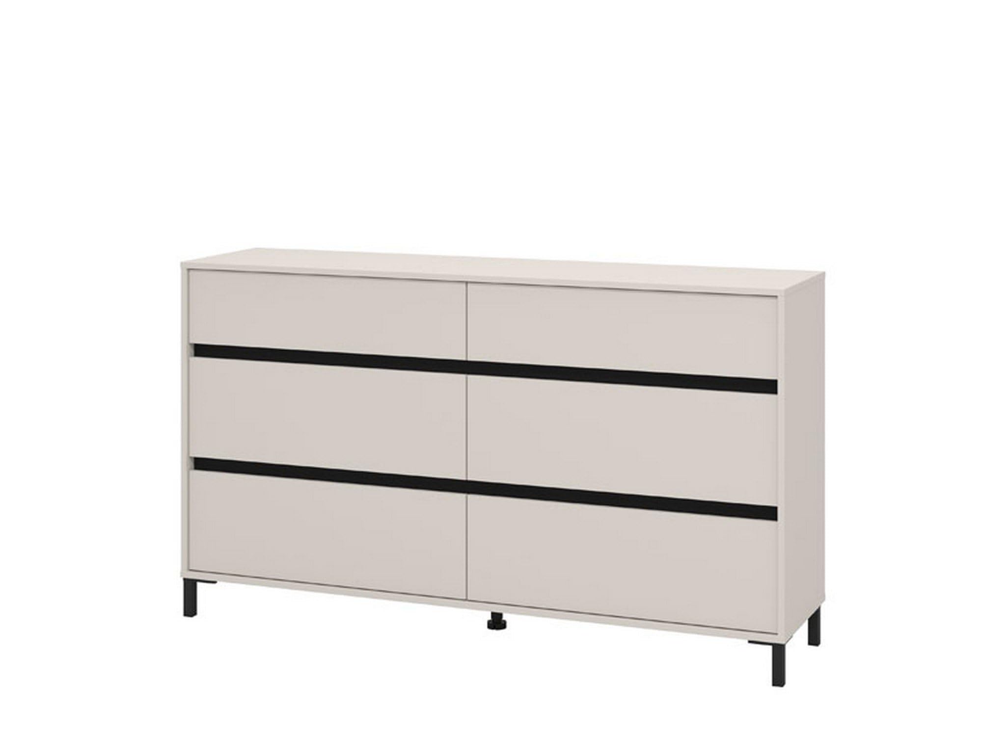 Dmora Cassettiera Chiketoo 157x40x90h cm Beige 6 Cassetti Apertura Scorrevole, Chiusura Scorrevole
