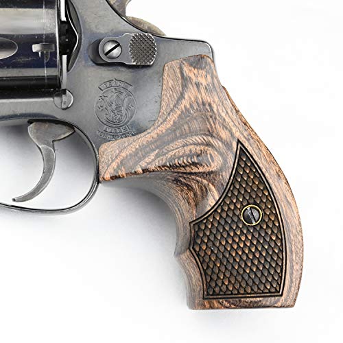 Altamont - S&W J Round Revolver Grips - Boot - Real Wood Gun Grips fit Smith & Wesson J Frame Round Butt .38 Special and 9mm Revolvers - Made in USA - Walnut - Croc w. Logo