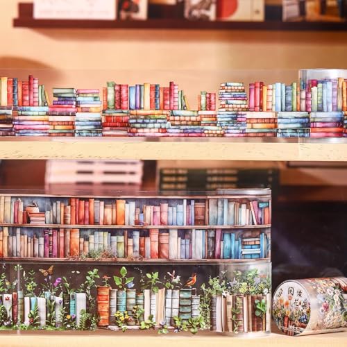 Image of 6 Rolls PET Washi Tape Set,Reading Themed Scrapbook Tape Stickers for Journaling,Junk Journal,Planner,DIY Arts Crafts,Notebook,Photo Frame,Phone Case(Book)