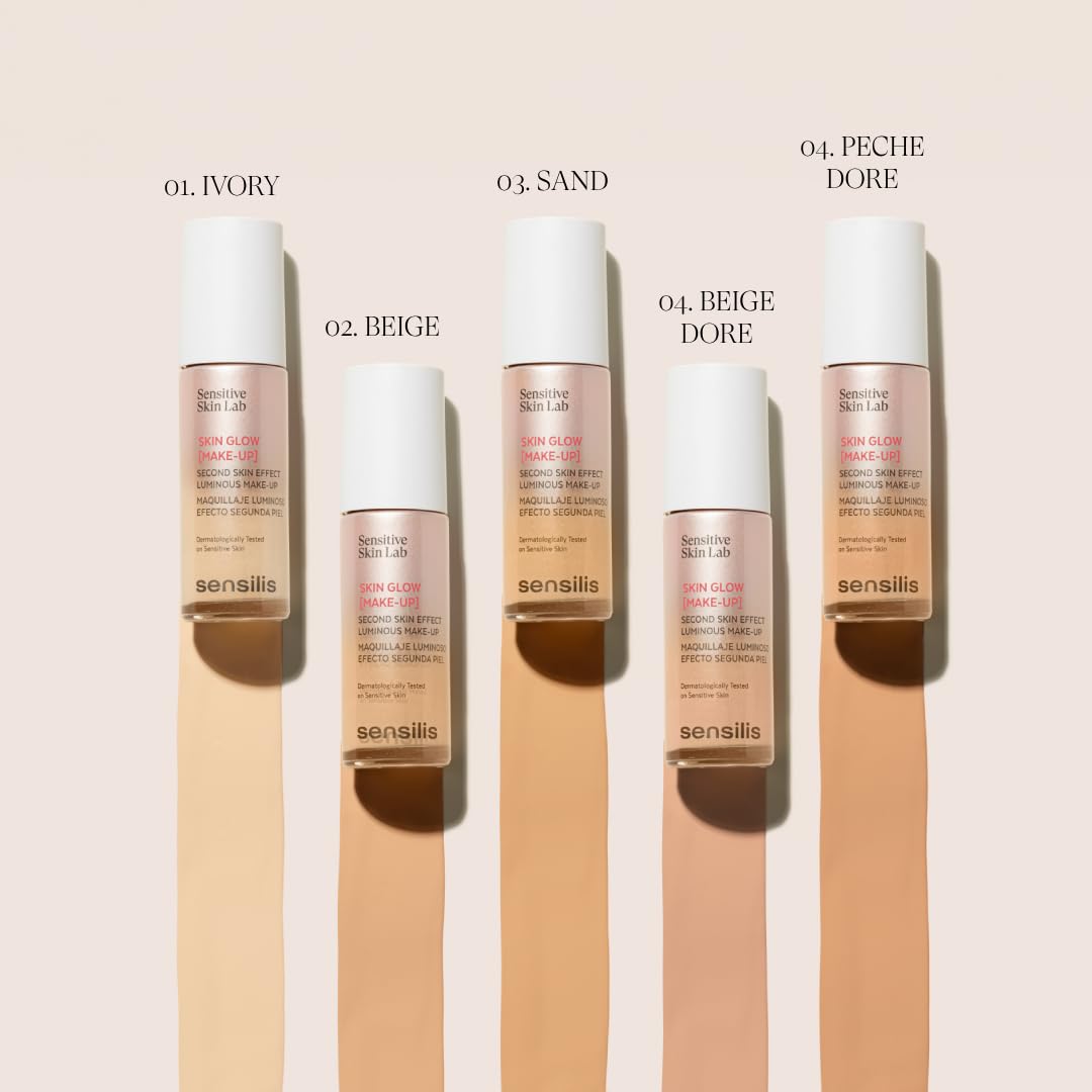 Sensilis Skin Glow Make Up - Base de Maquillaje Hidratante y Luminosa, Cobertura Ligera, Para Piel Apagada, Apto Para Piel Sensible 30 Ml - Tono 02 Beige
