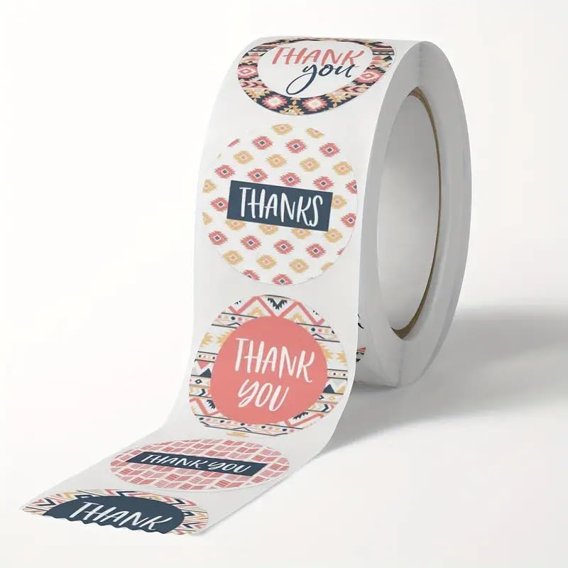 Image of Alokik Enterprise 1000 Pcs Thank You Multicolor Watercolor Stickers, Round Thank You Adhesive Sticker for Small Business Wedding Supplies Packing Stickers Gift Wrap (2 Decoration Stickers Roll)