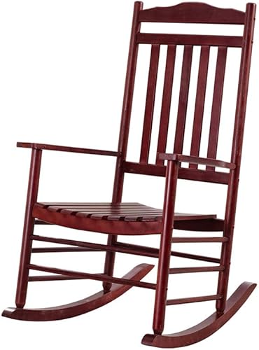 BplusZ Mecedora para patio, muebles de exterior, cómoda mecedora para adultos, porche, césped, interior, madera, color rojo