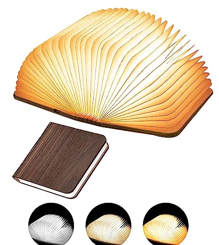 Tiuredx Wooden Book Light Novelty LED Night Light Portable Folding Book Lamp Paper Lantern for Home Decor (3 Colors/Black Walnut, S:5.7 * 4.3 * 1.0in(14.4x10.9x2.54cm))